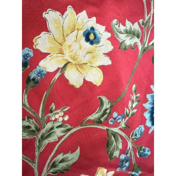 April Cornell Red Multi-Color Floral Print 80" Round Tablecloth 100% Cotton - Picture 2 of 5